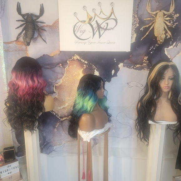 24" electric blast green and yellow lace front - Picture 7 of 8